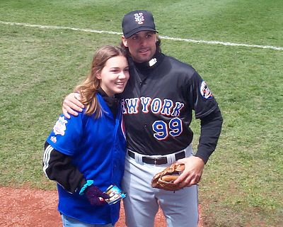 Former Cub Turk Wendell gets up close and personal with fans at Wrigley Field, 1999.