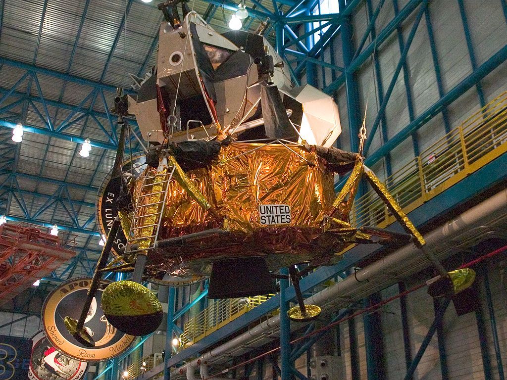 The original Lunar Excursion Module from Apollo 15, replaced because it wasn't designed to carry a moon buggy.  Click for next photo.