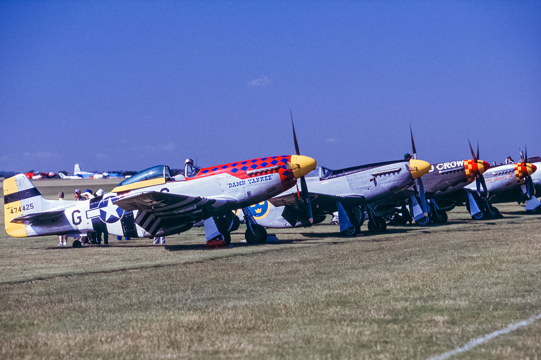 P-51 lineup at Duxford  Click for next photo.