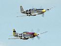 The featured plane at this show, the North American A-36A Invader (top), shown with its much more famous sibling, the P-51D Mustang.