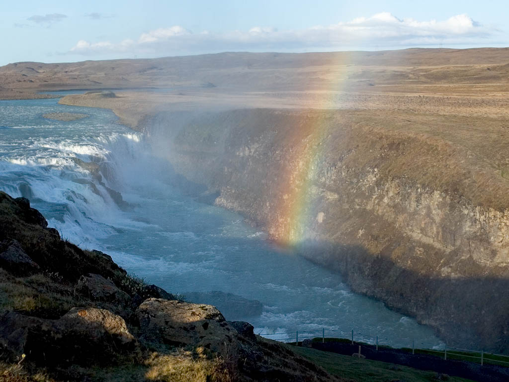 Rainbow over Gullfoss.  Click for next photo.