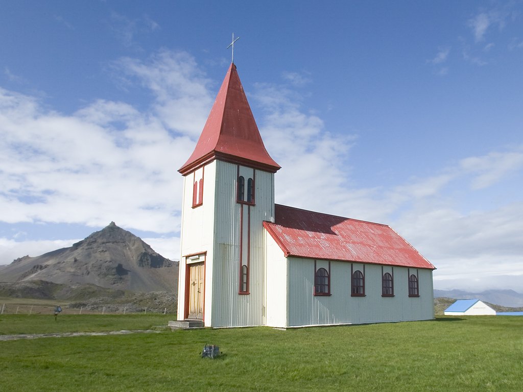 A typical Icelandic church.  Click for next photo.