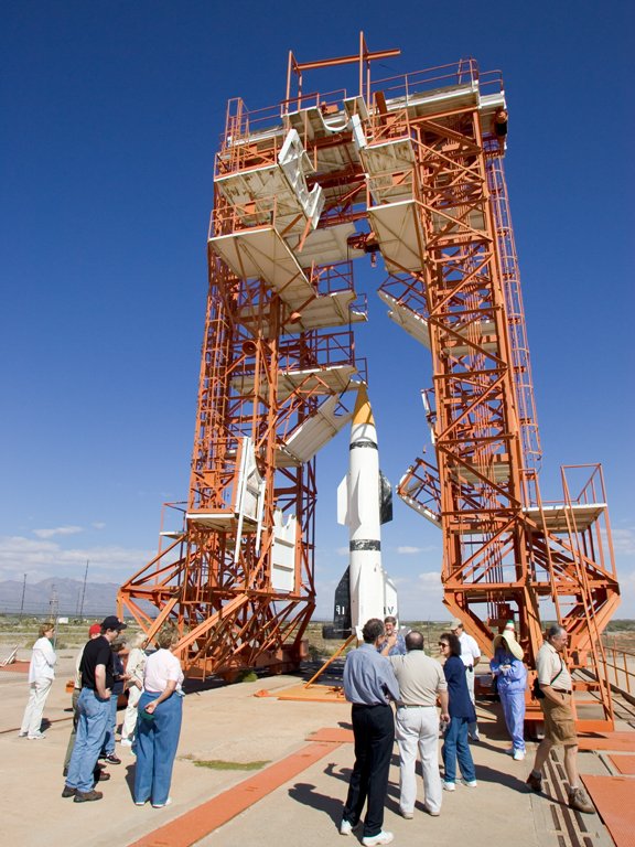 V2 launch platform, White Sands Missle Range, New Mexico.  The rocket is a Hermes, which was an American development based on the German V2.  Click for next photo.