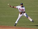 SS Tony Pena, Jr. makes a tough throw, Arizona Fall League, 2004.