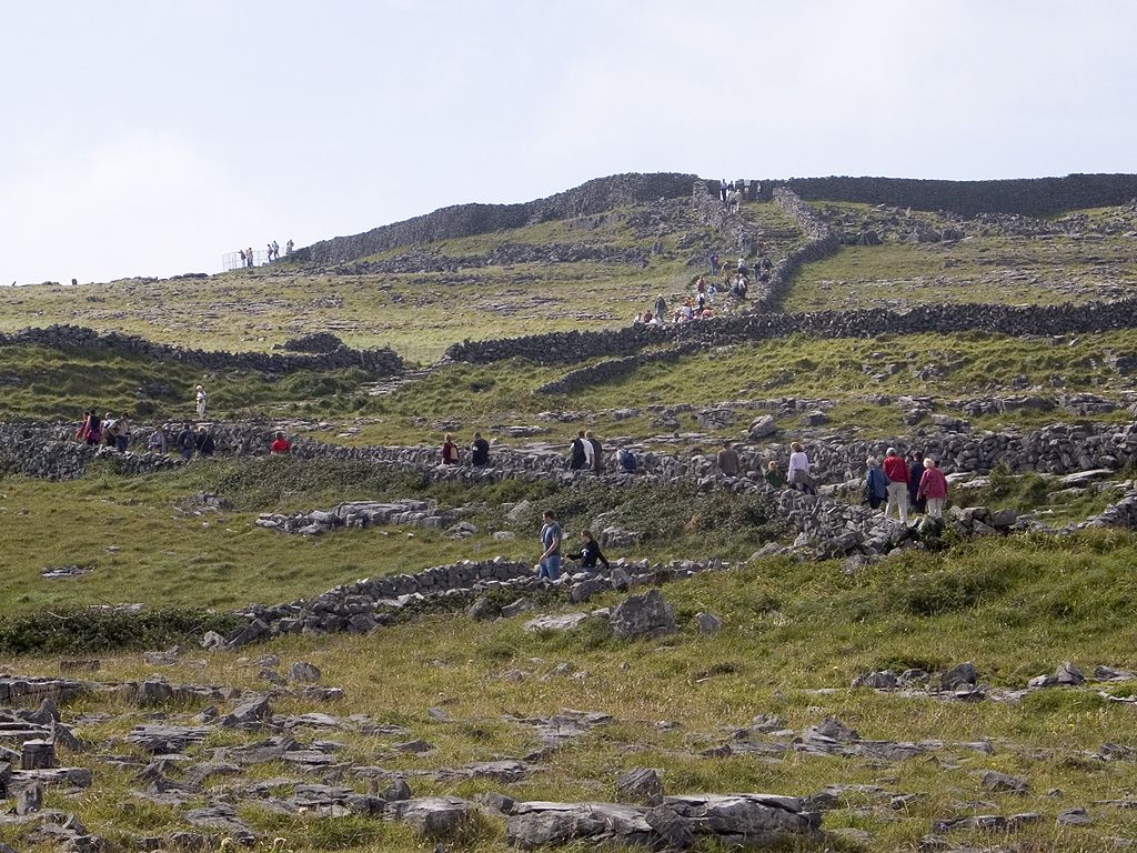 Heading up to the 4,000-year-old fort at Dun Aonghasa, Inis Mór, Ireland.  This is the most famous site in the Aran Islands.  Click for next photo.