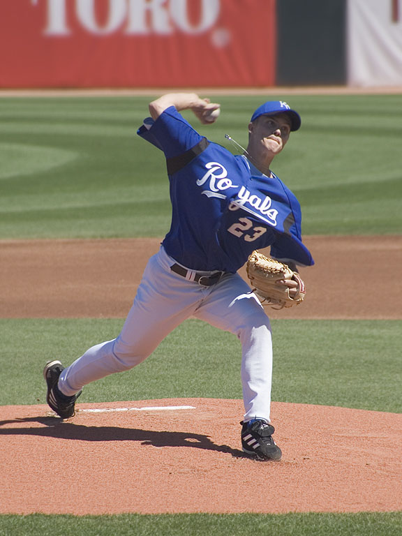 Royals pitcher Zack Greinke faces the Cubs.  Click for next photo.
