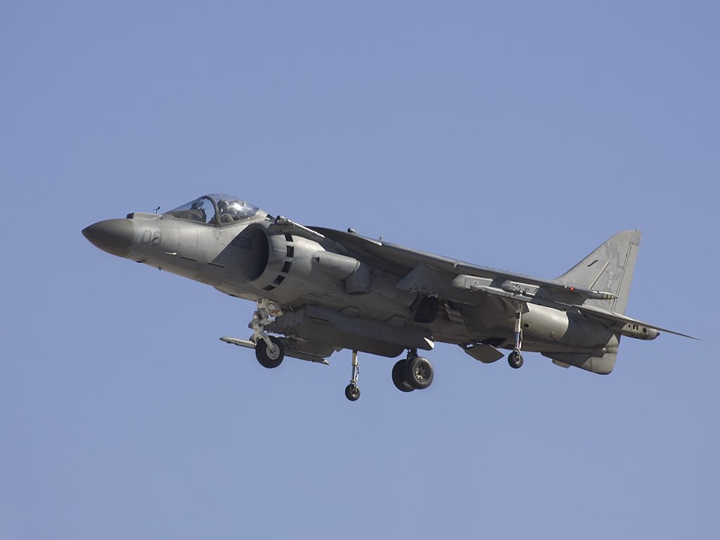 Marine Corp AV-8B Harrier hovers, Aviation Nation in Las Vegas.  Click for next photo.