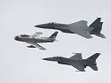 Heritage Flight, Rhode Island ANG, F-86 Sabre, F-15 Eagle, F-16 Falcon.