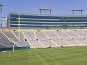The frozen tundra of Lambeau Field, Green Bay, Wisconsin.  Bart Starr's Ice Bowl TD was at this end of the field.