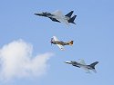 Heritage Flight, F-15 Eagle, P-51 Mustang, and F-16 Falcon, TICO Warbirds Air Show, Titusville, Florida.
