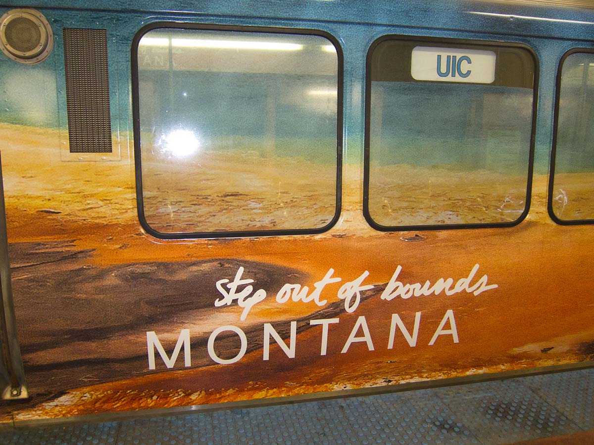 This subway car struck my fancy because it was a few weeks before actually going to Montana, Chicago.  Click for next photo.