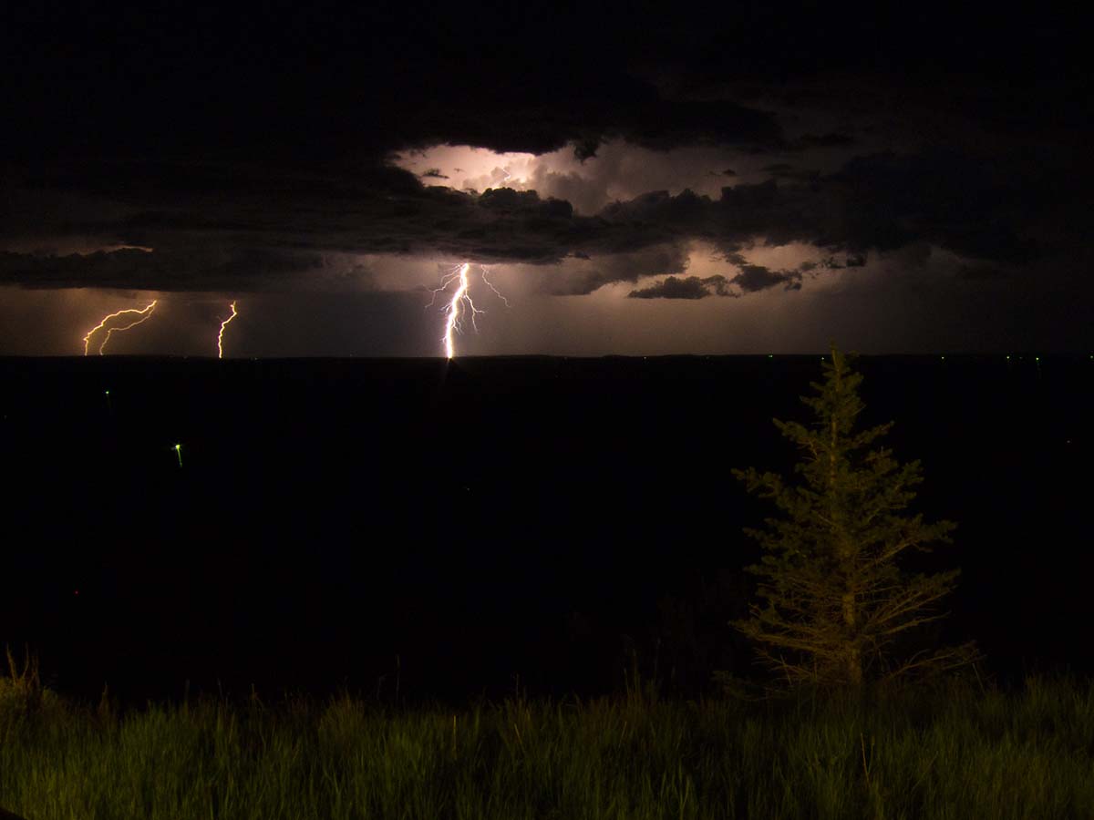 Faraway lightning, Luther, MT.  Click for next photo.