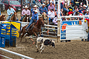 Team roping at Home of Champions Rodeo, Red Lodge, MT, July 4, 2021.