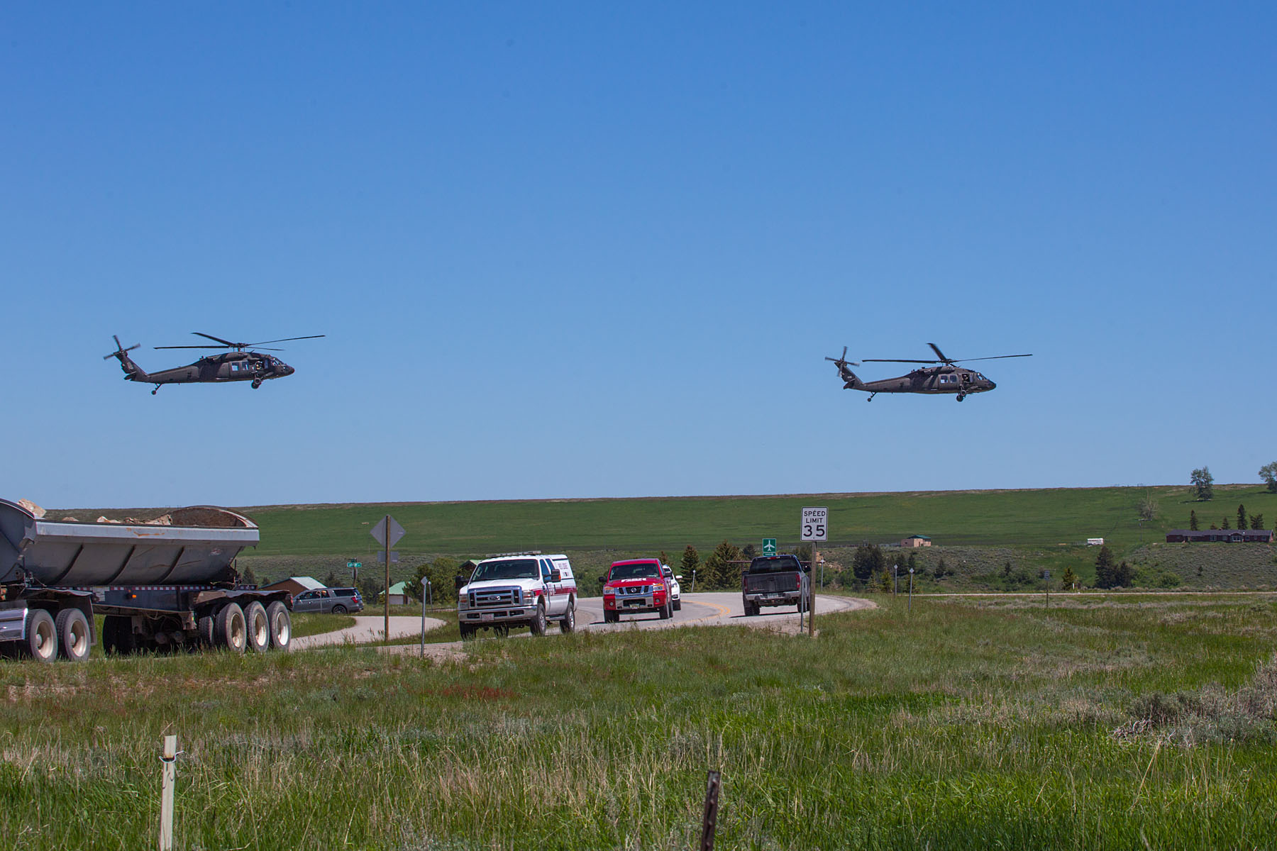 National Guard helicopter operations after the flood that hit Red Lodge and Yellowstone.  Click for next photo.