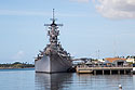 USS Missouri as seen from the USS Arizona Memorial, Pearl Harbor.