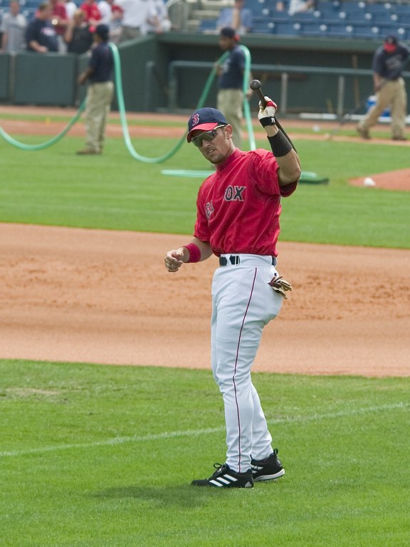 Nomar Garciaparra warms up, Red Sox spring training, Fort Myers, Florida, 2003.  Click for next photo.