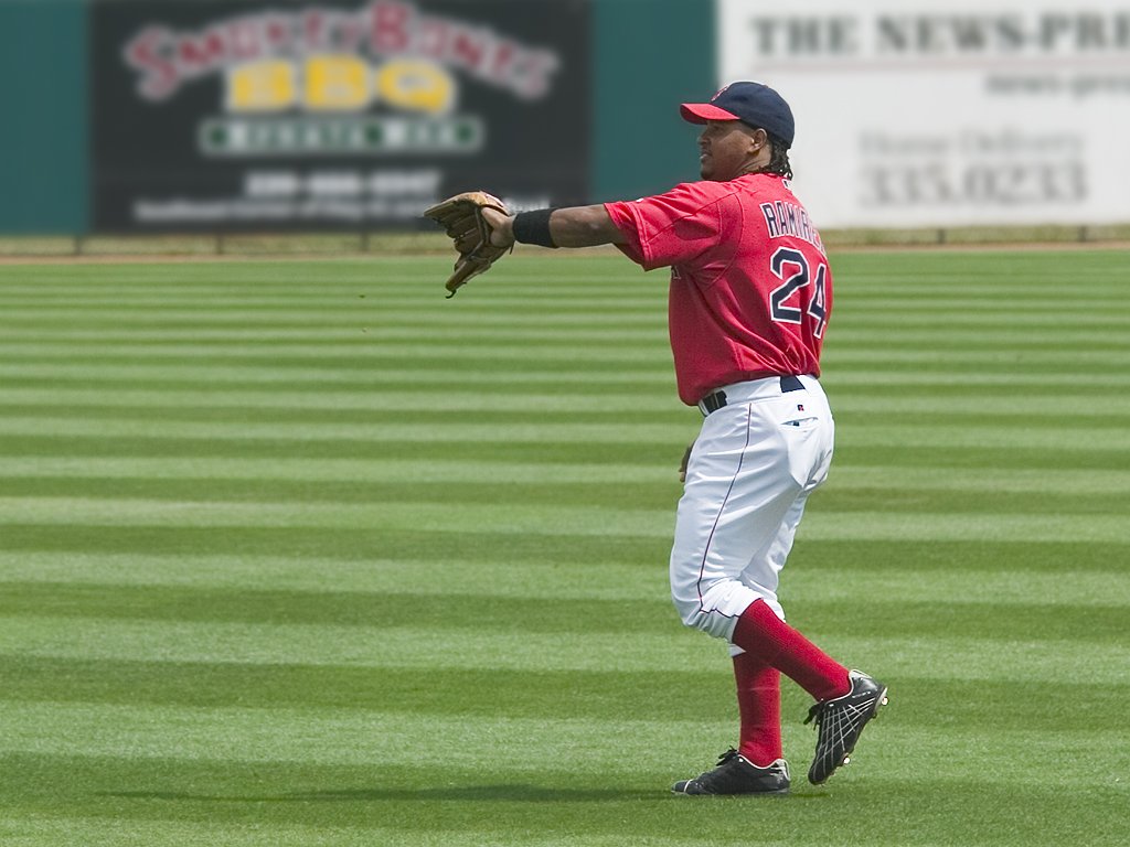 Manny Ramirez, Red Sox spring training, Fort Myers, Florida, 2003.  Click for next photo.