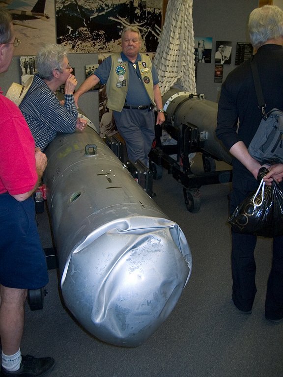 Nuclear weapon casing damaged by B-52 accident in Spain, 1966.  On display at the Atomic Museum in Albuquerque, New Mexico.  Click for next photo.