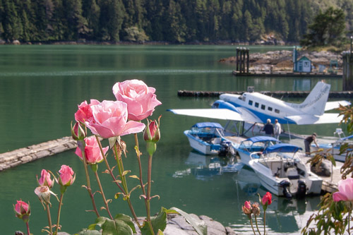 Arrival at Knight Inlet Lodge, Minstrel Island, British Columbia.