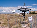 This small dish is used for a visitor center demonstration, National Radio Astronomy Observatory near Socorro, New Mexico.  Note the sign.