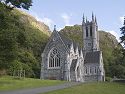 Neo-Gothic Church at Kylemore Abbey, County Galway, Ireland.  This is a scaled-down replica of a Gothic cathedral