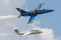 L-39 (blue) and L-29 jets of Czech origin, TICO Warbirds Air Show, Titusville, Florida.