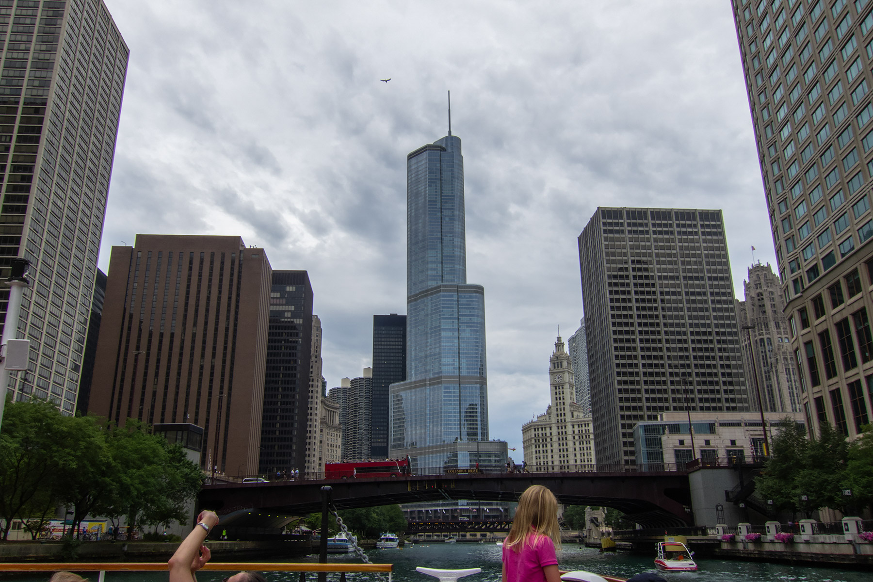 Trump Tower, Chicago River boat tour.  Click for next photo.