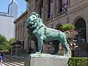 Lion in front of Art Institute of Chicago.