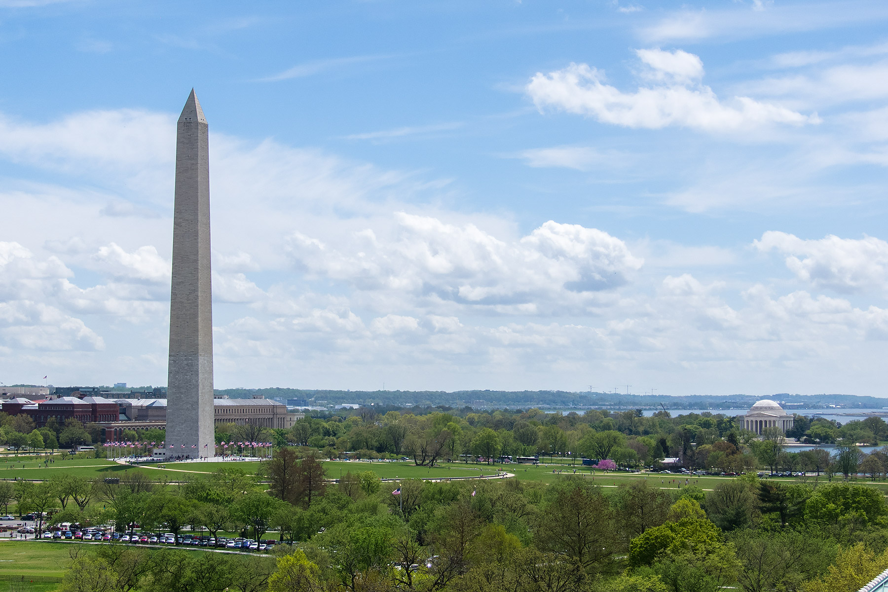 Washington Monument and Jefferson Memorial taken from the lunchroom at the top of the FDIC building.  I made many trips to DC while I was employed, and I think this was my last visit there.  Click for next photo.