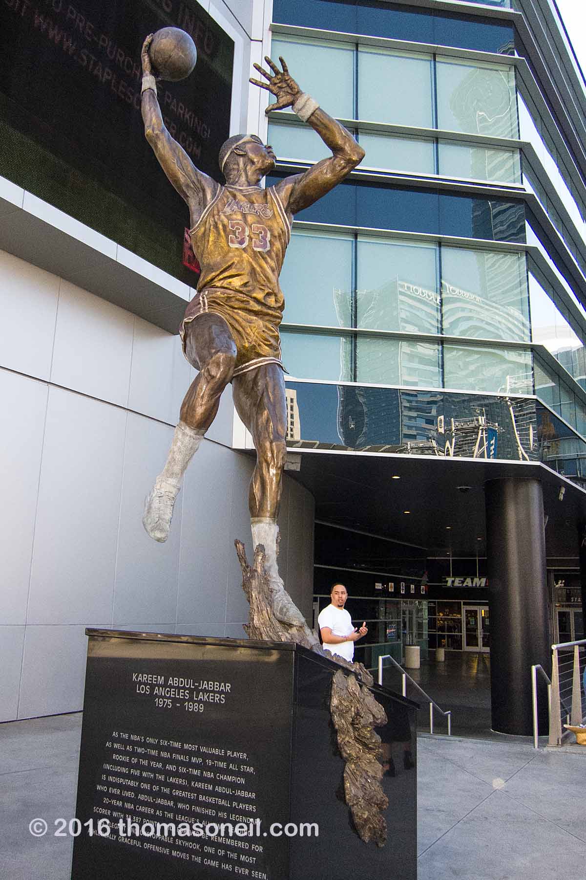 Statue of Kareem, Staples Center, Los Angeles.  Click for next photo.