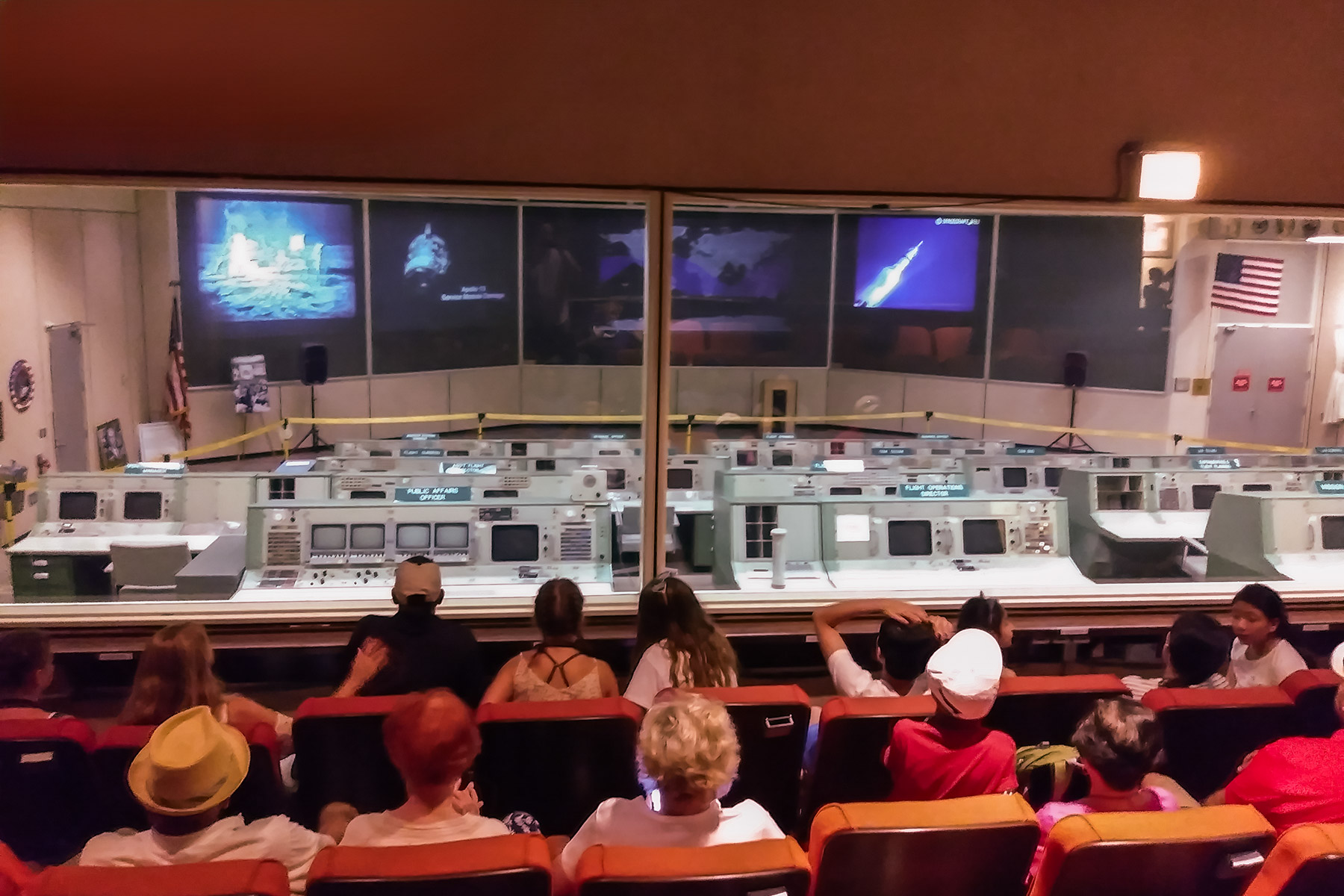 Historic Mission Control, Johnson Space Center, Houston.  Back when America had ambitions, mission to the Moon were controlled from here.  Click for next photo.