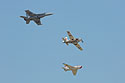 Heritage flight, Sioux Falls Air Show.  The flight featured Navy planes (from top) F/A-18 Hornet, AD-4 Skyraider, and FJ-4B Fury.