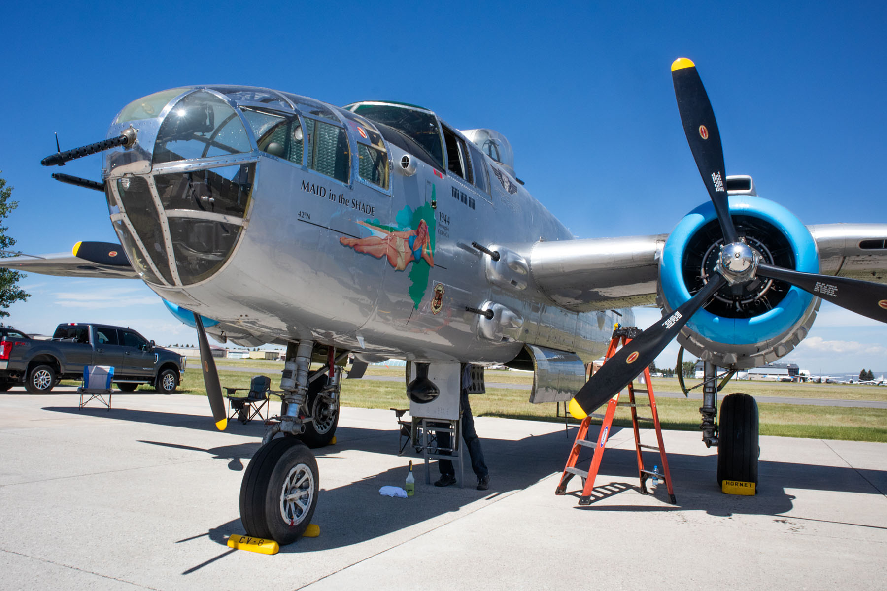 B-25 Maid in the Shade, Bozeman/Belgrade airport.  Click for next photo.