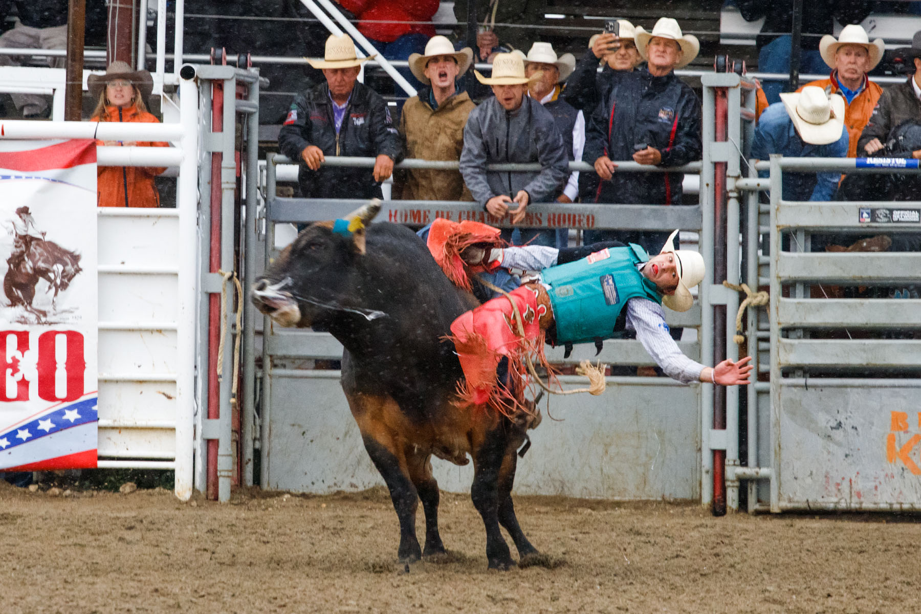 Wear your mouthpiece.  PRCA Xtreme Bulls, Red Lodge, MT.  Click for next photo.