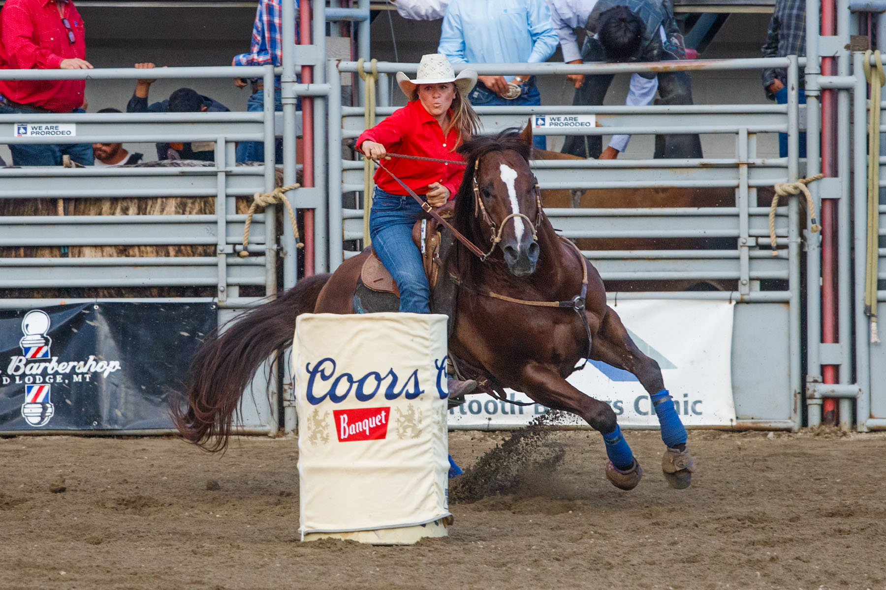 Barrel Racing, Home of Champions Rodeo, Red Lodge, MT.  Click for next photo.