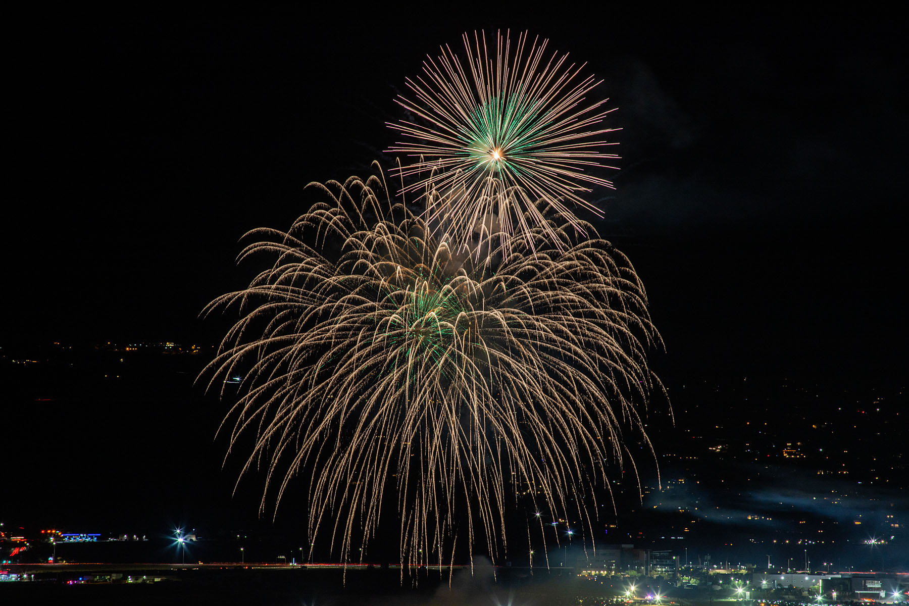 Fireworks, Albuquerque Balloon Fiesta.  Click for next photo.