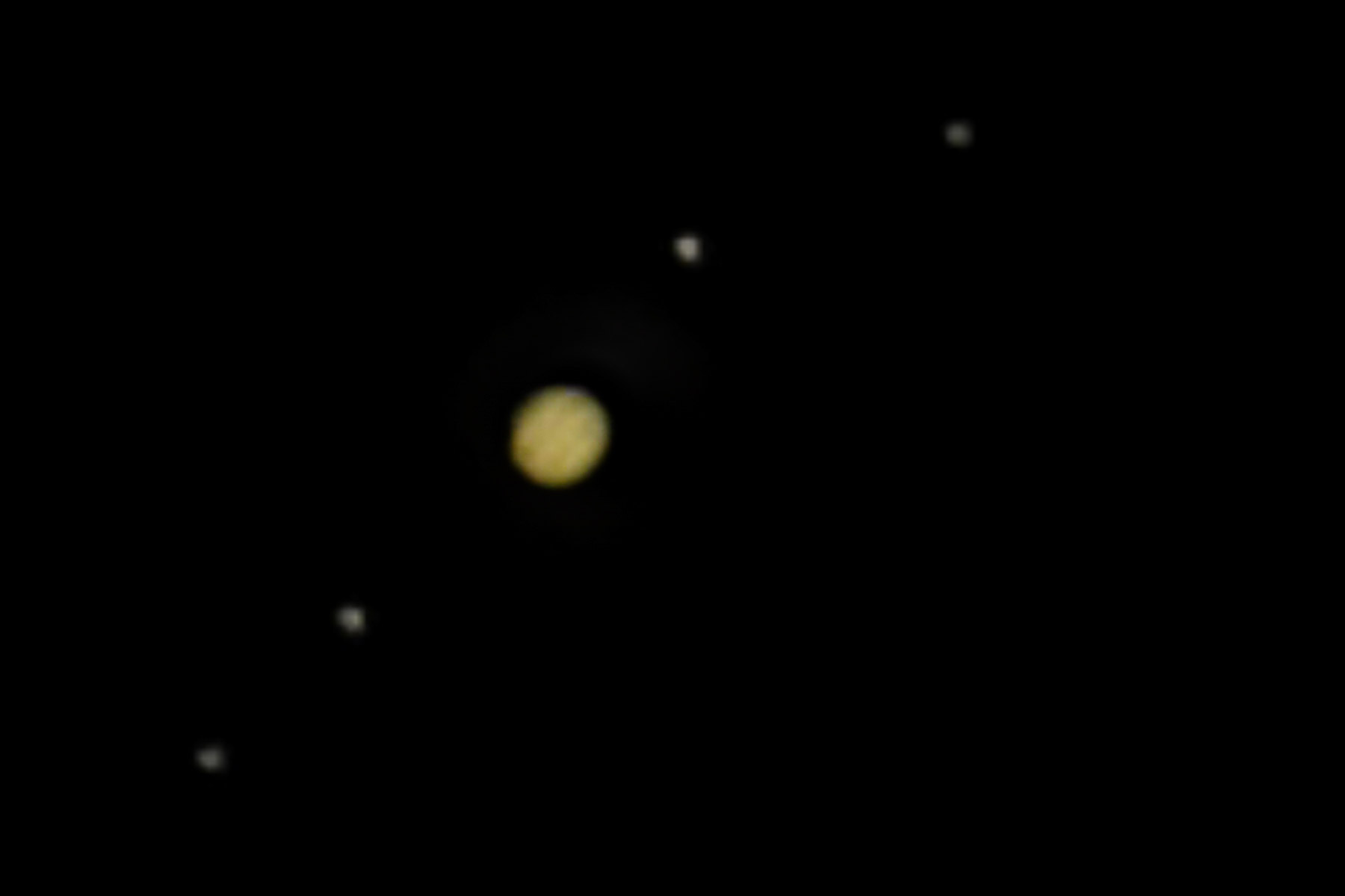 Jupiter taken with Seestar.  Moons from left are Europa, Io, Ganymede and Callisto.  Click for next photo.