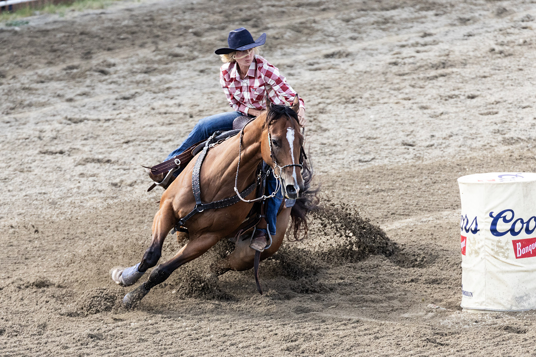 Home of Champions Rodeo, barrel racing, Red Lodge, July 4.  Click for next photo.