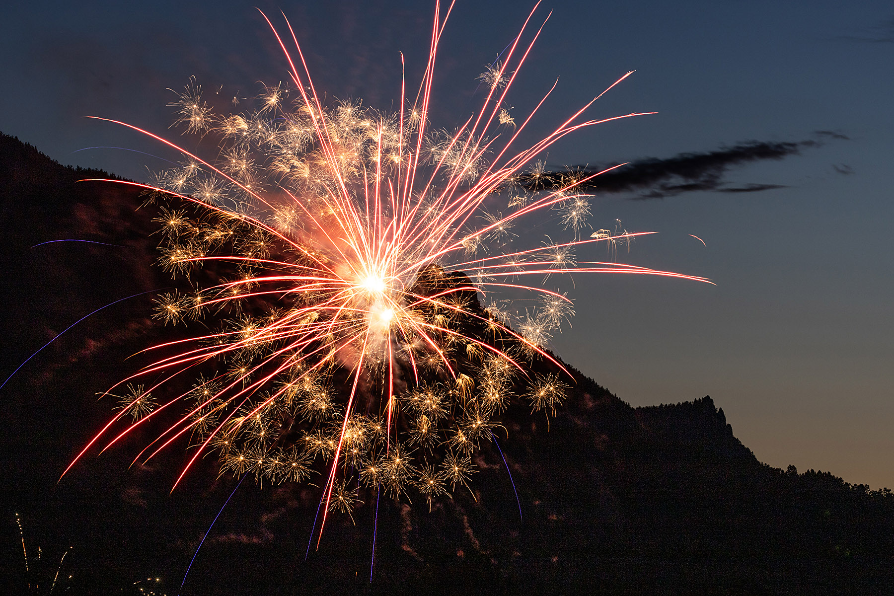 Red Lodge fireworks, July 4.  More neighborhood fireworks while waiting for the official show.  Click for next photo.
