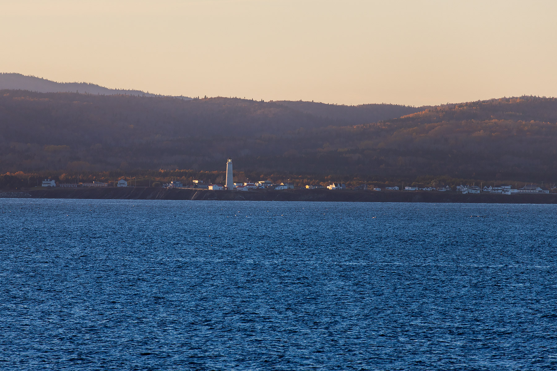Cape de Rosiers Light just before sunset, Quebec.  Click for next photo.
