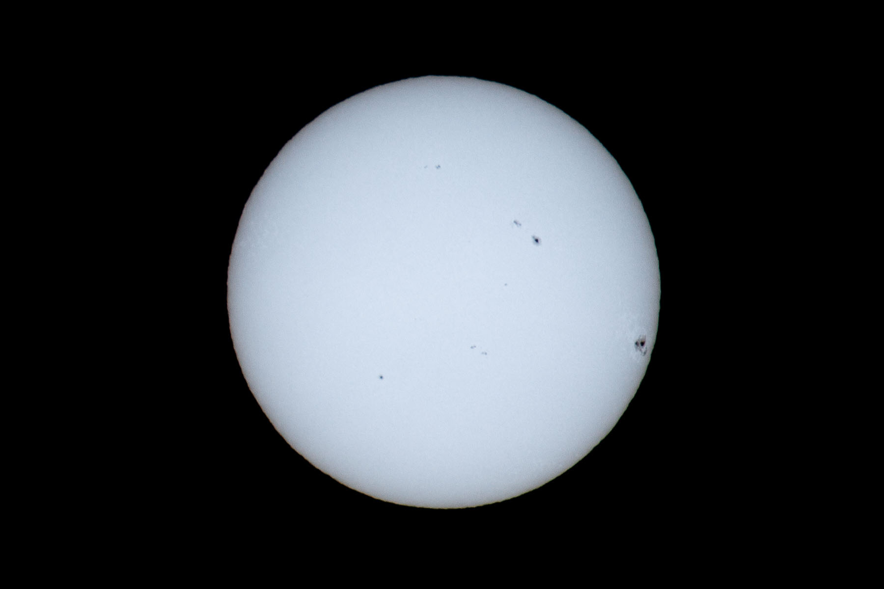 Sunspots on Leap Year, glass (neutral) filter.  Click for next photo.