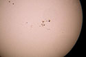 Closeup of sun.  Shot through Televue telescope with M100 camera, 20mm eyepiece and Scopetronix MaxView I (with Barlow).