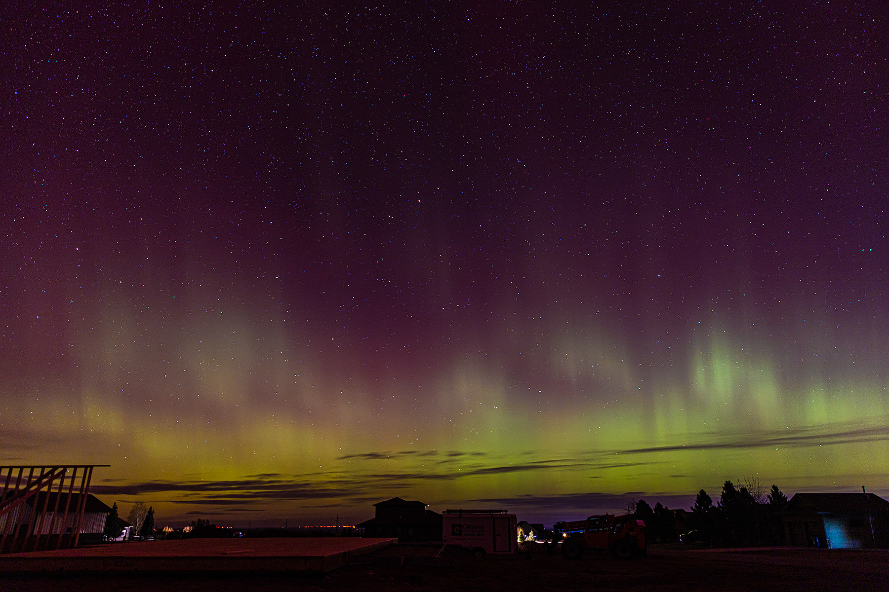 Northern Lights over Red Lodge, Montana, looking north.  Click for next photo.
