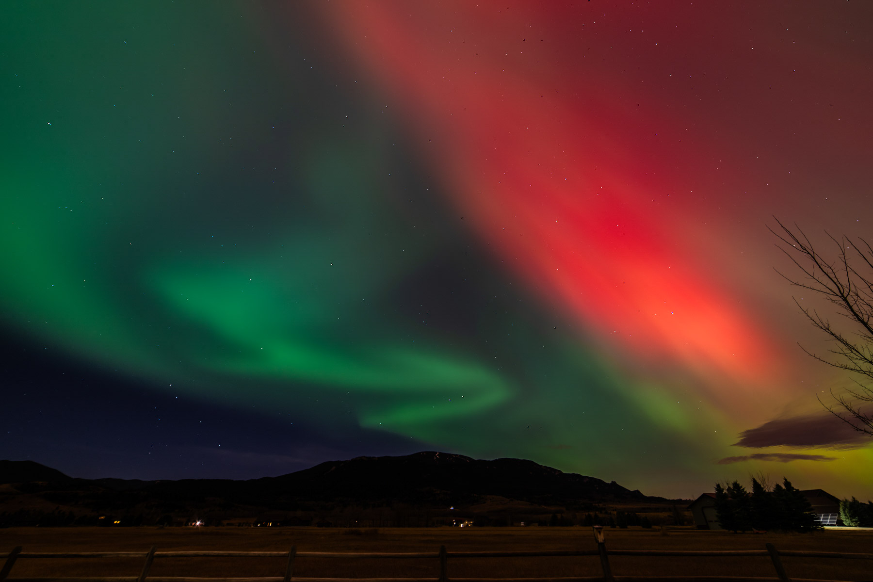 Northern Lights over Red Lodge Mountain, Montana.  Click for next photo.
