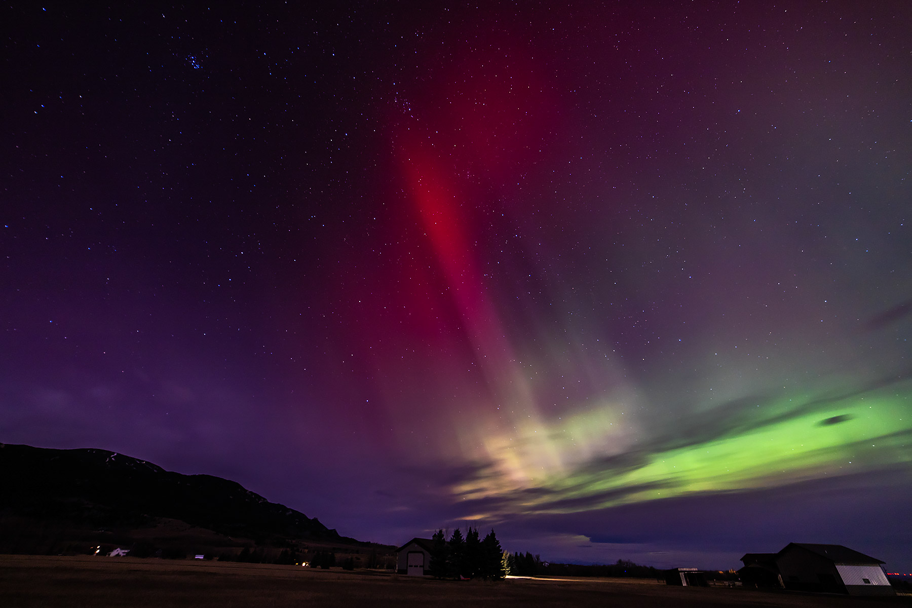 Northern Lights over Red Lodge Mountain, Montana.  Click for next photo.